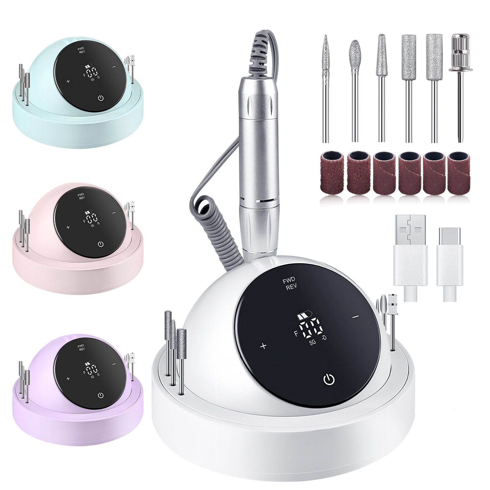 Power Tools Excel - Elektryczna frezarka do manicure 45000 obr./min,